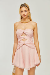 Émilienne cutout pleated offshoulder mini dress