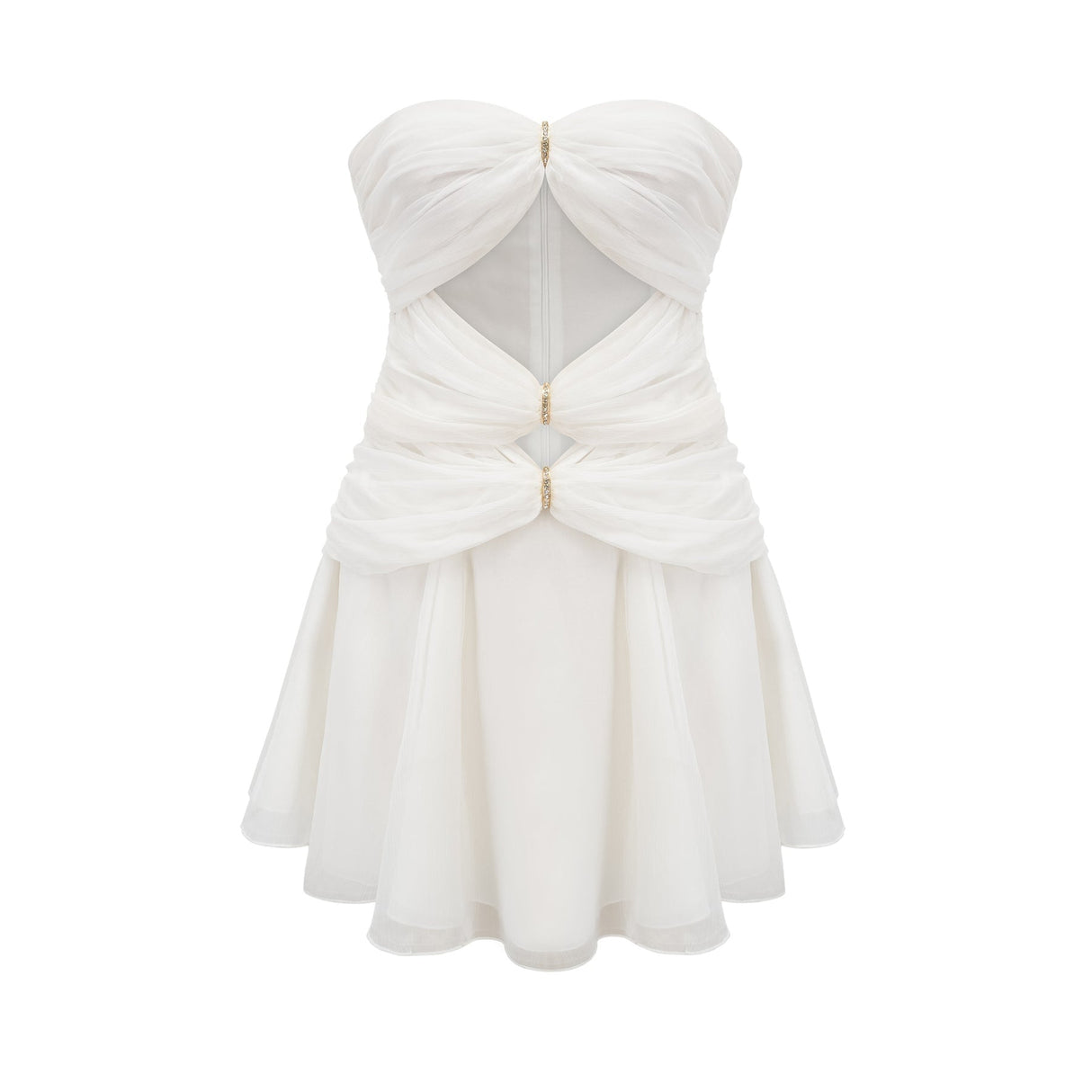 Émilienne cutout pleated offshoulder mini dress