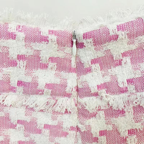 Emily Blazer & Shorts Set - Timeless Houndstooth Design - Tailored Fit - Chic Buttons - Premium Cotton - Spandex Blend