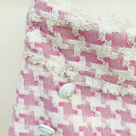 Emily Blazer & Shorts Set - Timeless Houndstooth Design - Tailored Fit - Chic Buttons - Premium Cotton - Spandex Blend