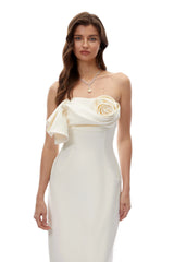 Emily Cream Off Shoulder Maxi Dress with 3D Florals