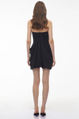 Emma Black Halterneck Embellished Ruched Mini Dress