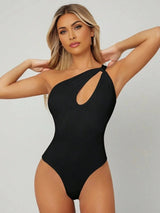 Emma Bodysuit - High Stretch Fabric Elasticity - Slim Fit Type - Sleeveless Length - Casual Style - Asymmetrical Neckline - Premium Quality