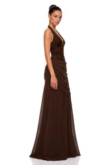 Emma Brown Halterneck Sequin Panel Maxi Gown