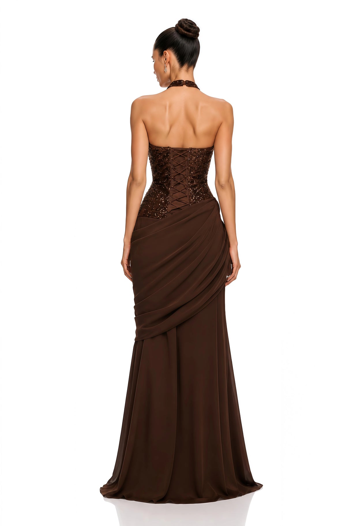 Emma Brown Halterneck Sequin Panel Maxi Gown