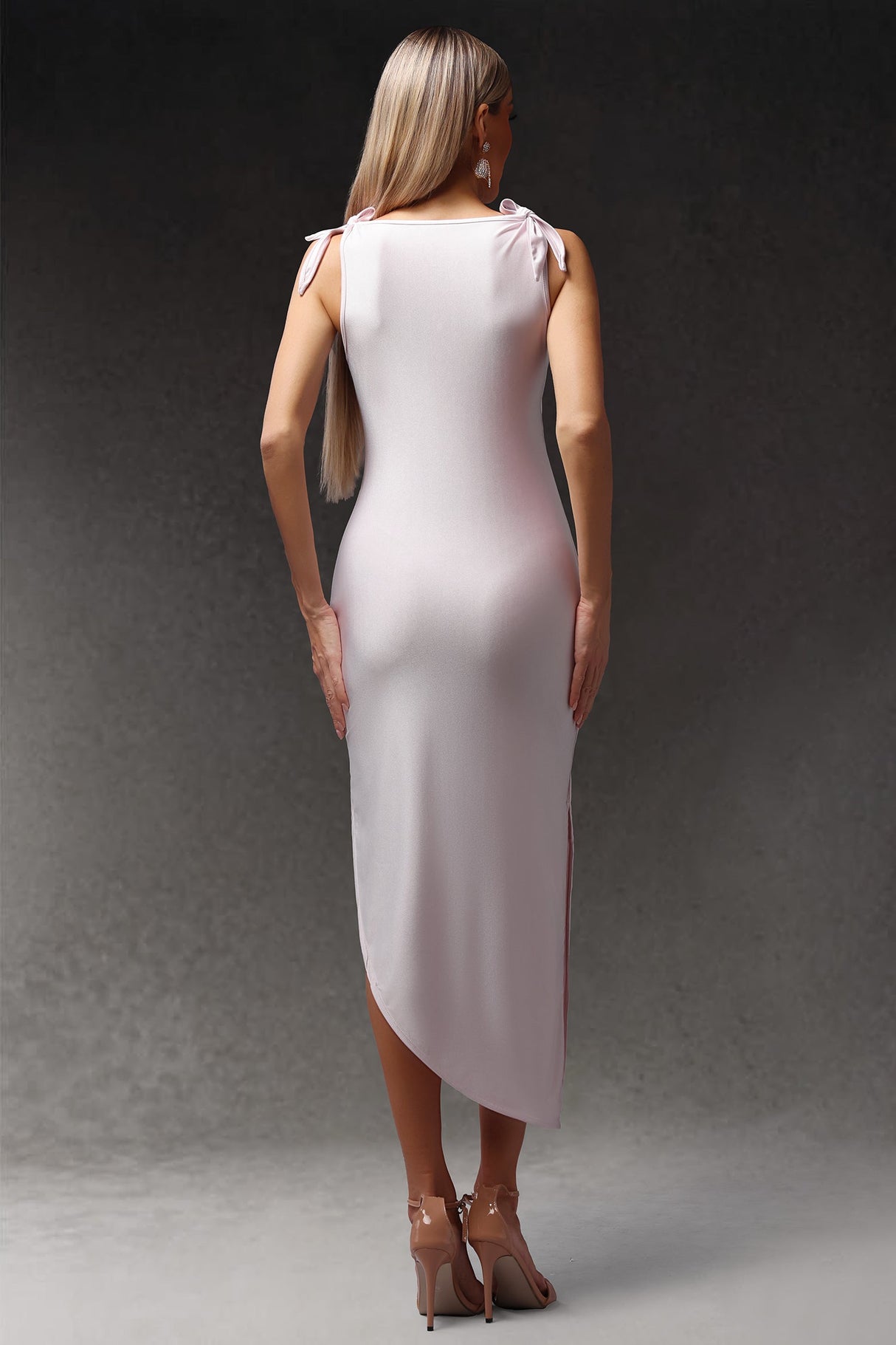 Emma Lavender Maxi Dress with Hollow-Out Design and Floral Accents