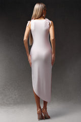 Emma Lavender Maxi Dress with Hollow-Out Design and Floral Accents