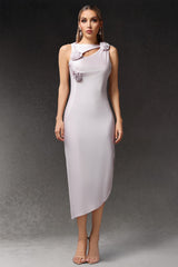 Emma Lavender Sleeveless Maxi Dress with Hollow-Out Design and Floral Accents