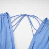 Emma petaldetail drawstring maxi dress in Blue