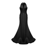 Emmeline Black Train Design Gathered Maxi Dress