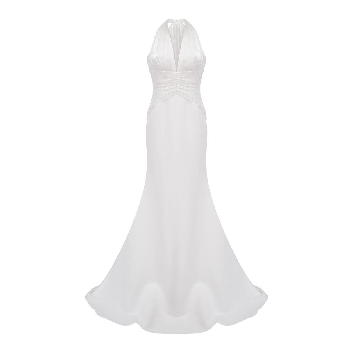 Emmeline White Train Design Gathered Maxi Dress
