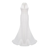 Emmeline White Train Design Gathered Maxi Dress