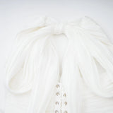 Emmeline White Train Design Gathered Maxi Dress