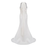 Emmeline White Train Design Gathered Maxi Dress