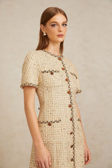 Énergie Neutral ALine Tweed Mini Dress