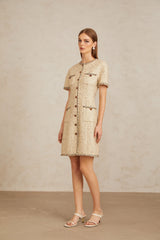 Énergie Neutral ALine Tweed Mini Dress