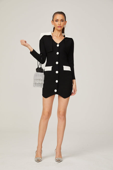Enora black contrastcolor mini dress