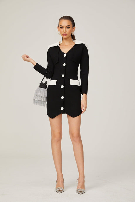 Enora black contrastcolor mini dress