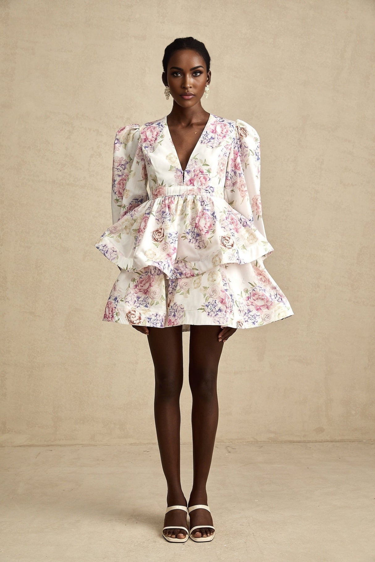 Enora floralprint tiered mini dress