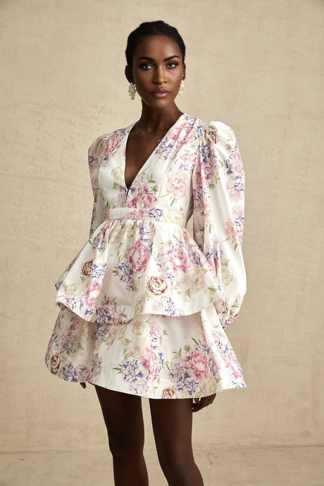 Enora floralprint tiered mini dress