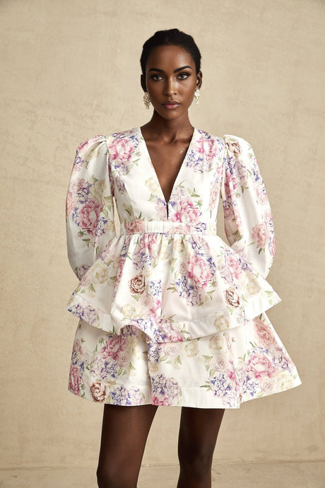 Enora floralprint tiered mini dress