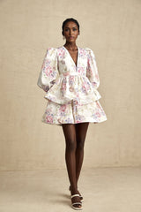 Enora floralprint tiered mini dress