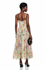 Enora Lace Floral Embroidered Midi Dress