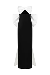 Enrica Black Hollowed Out Bodice Sleeveless Maxi Dress with Bow Detailing