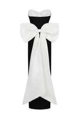 Enrica Black Maxi Dress with Hollowed Out Bodice and Bow Detailing