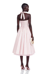 Eponine Pink Layered Flared Hem Midi Dress