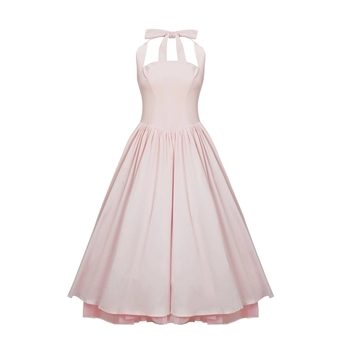 Eponine Pink Layered Flared Hem Midi Dress