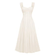 Érasme Cream White Flounced Midi dress