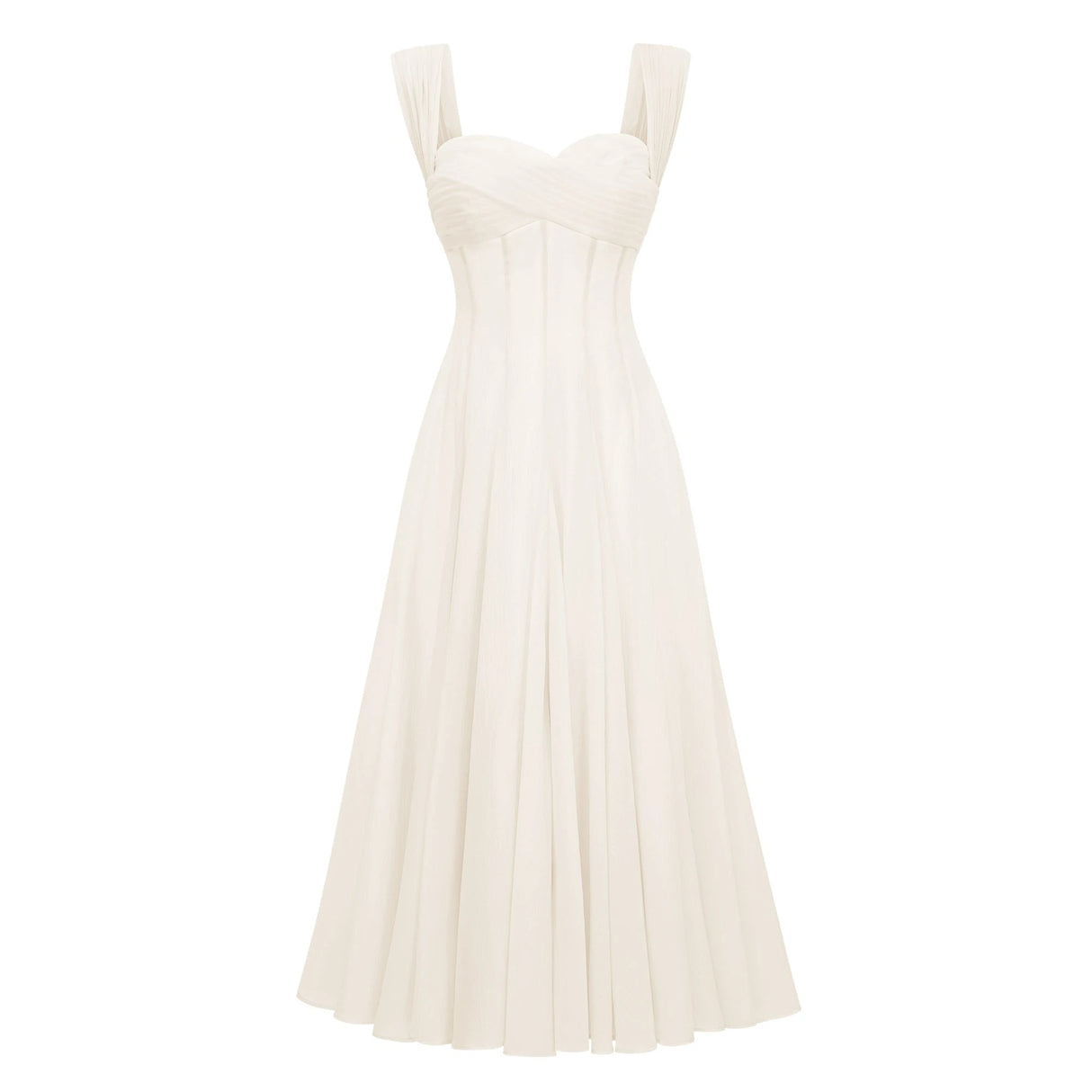 Érasme Cream White Flounced Midi dress