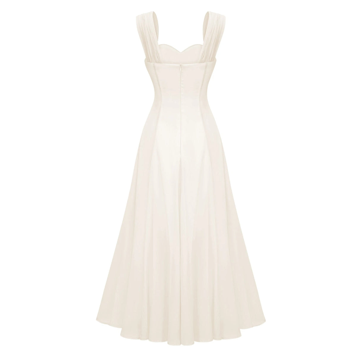 Érasme Cream White Flounced Midi dress