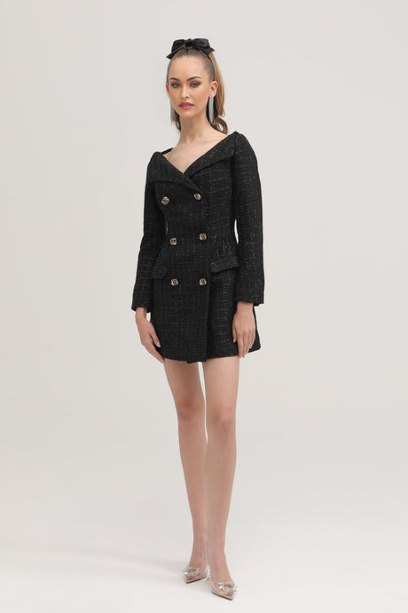 Erin Coat - Open Neck Design - Long Sleeves - Lapels with Bow Detail