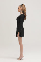 Erin Coat - Open Neck Design - Long Sleeves - Lapels with Bow Detail