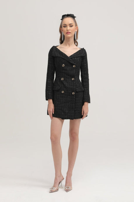 Erin Coat - Open Neck Design - Long Sleeves - Lapels with Bow Detail