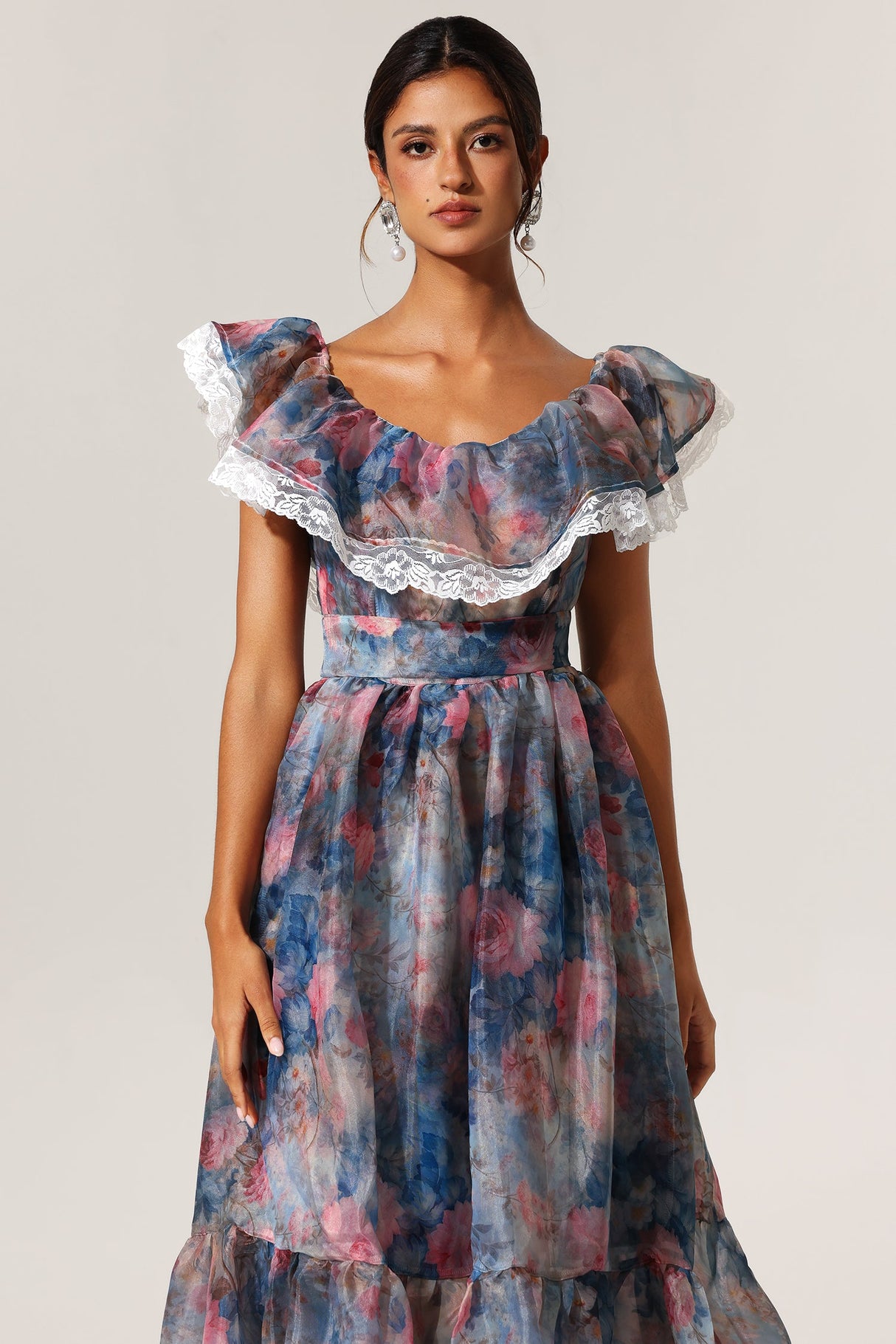 Ermione Blue Floral Maxi Dress