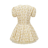 Ermione Mini Dress - V - neck Floral Cinched Waist Pleated Layers Zip Closure Chic Mini Length