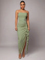Esme Maxi Dress - Refined Style - Slim Fit - Strapless Neckline - Sleeveless - High Waist Line - Ruched, Zipper, Split Thigh - Modern Look