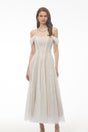 Esme White Off Shoulder Embellished Maxi Dress