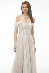 Esme White Off Shoulder Embellished Maxi Dress