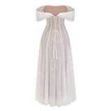 Esme White Off Shoulder Embellished Maxi Dress