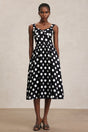 Ester Black Dotted Midi Dress
