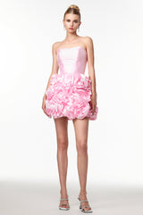 Ester Pink Floral Strapless Mini Dress