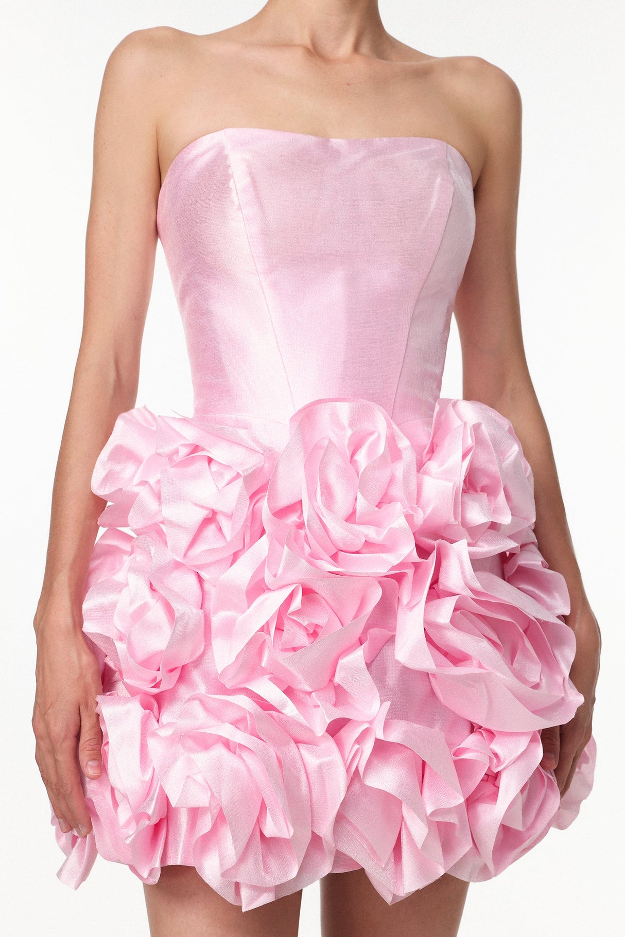 Ester Pink Floral Strapless Mini Dress