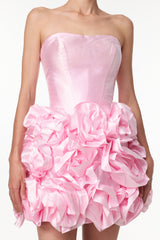 Ester Pink Floral Strapless Mini Dress