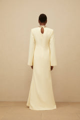 Esther Gown - Mock Neck - Split Sleeves - Fitted Waist - Keyhole Detailing - Bead & Crystal Embellishment