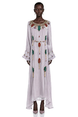 Esther Lavender Embroidered Long Sleeve Maxi Dress