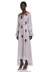 Esther Lavender Embroidered Long Sleeve Maxi Dress